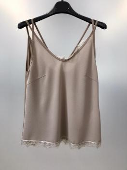 Blusentop mit Spitzendetails, Rinascimento, beige
